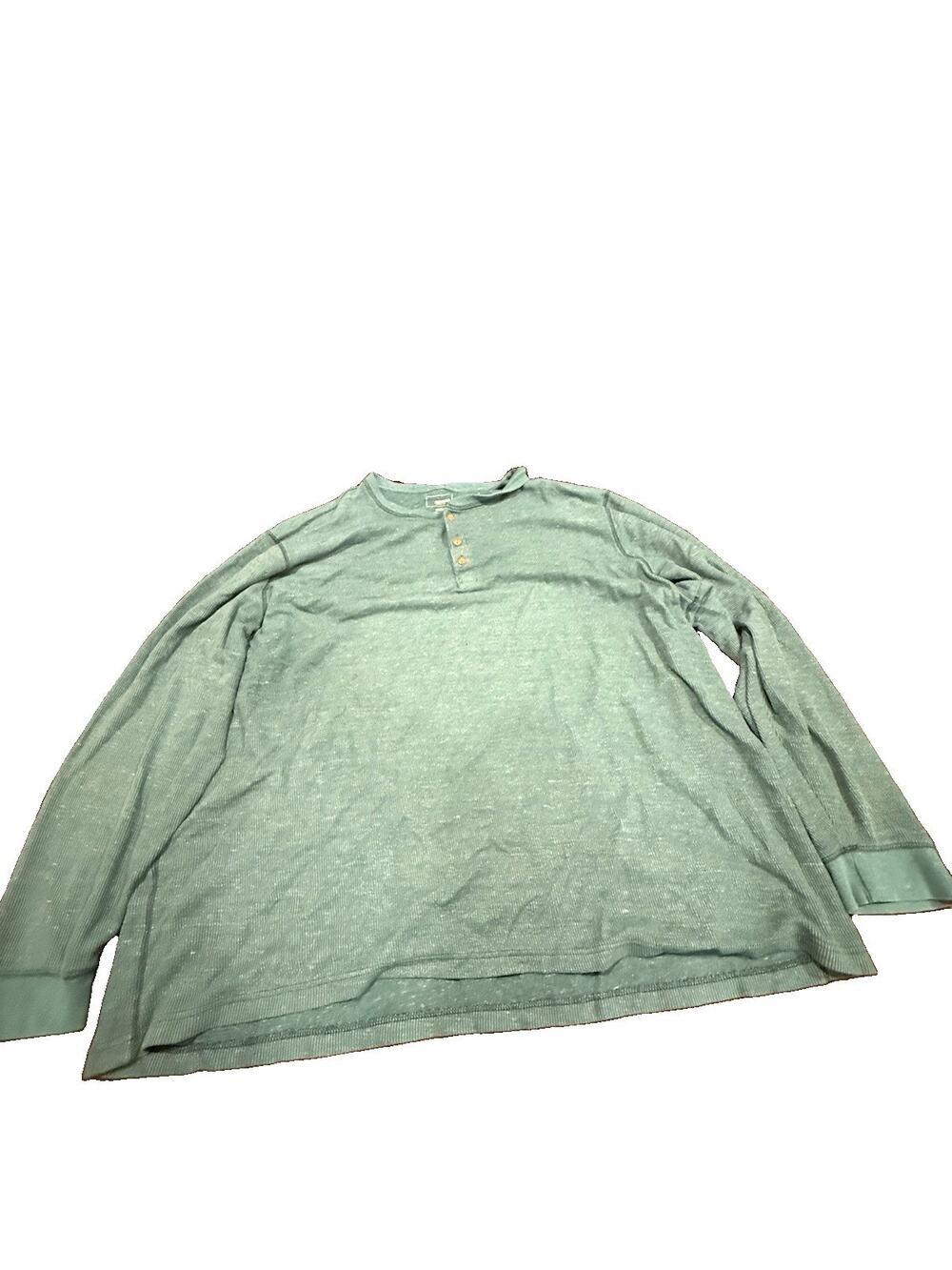 Sonoma Goods For Life Mens 4XB Green Waffle Knit Henley Long Sleeve Shirt